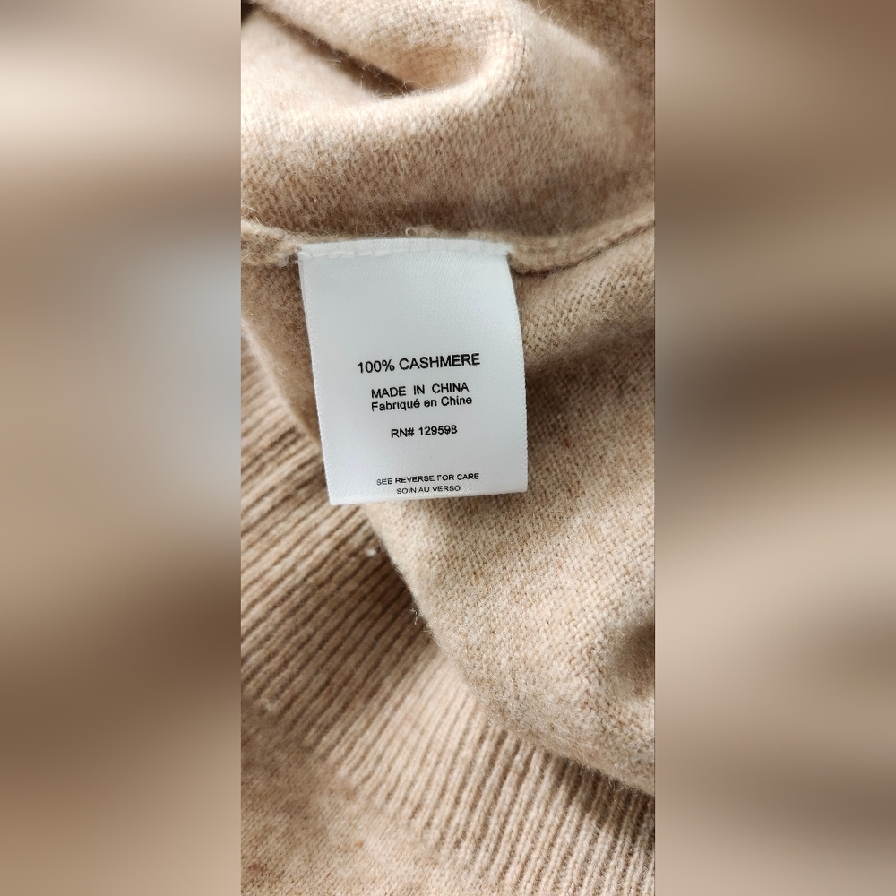 Shephe $159 100% Cashmere Short Sleeve Sweater Size 40 (M, 8) Beige - Picture 3 of 3